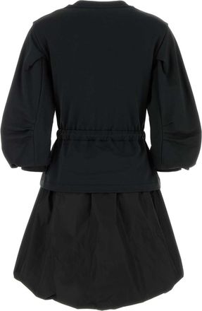 Moncler Womens Cotton Sweatshirt Dress Black