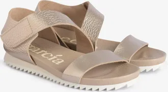 Pedro Garcia Flat sandal in beige metallic leather | Jedda | Essentials collection