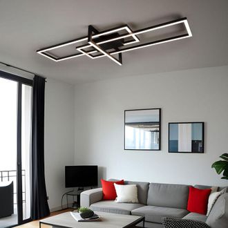 Trio Plafoniera sala da pranzo plafoniera soggiorno lampada design leggero, metallo ottone nero, interruttore dimmer, led 34W 3900Lm 3000K bianco caldo, l