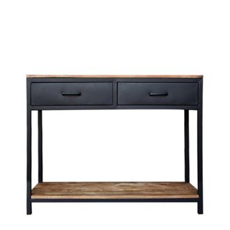 Decoclico Consola de metal negro con 2 cajones