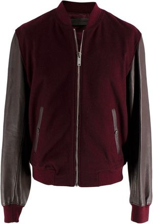 Alexander McQueen Two Tone Burgundy Bomber Jacket Size S