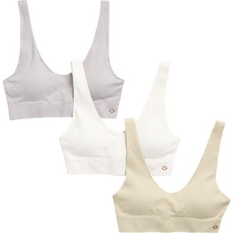 Danskin Assorted 3-Pack Missy Laser Seamless Bralette in Charcoal Sky/Coconut at Nordstrom Rack, Size X-Large