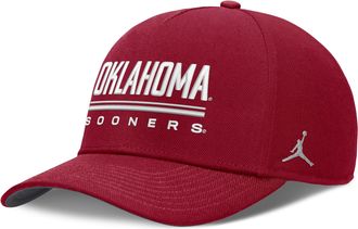 Nike Jordan Mens Oklahoma Sideline Practice Rise Jordan Brand Dri-FIT College Adjustable Hat in Red | JC0669WOKN-RKB