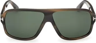 Tom Ford William 0-2 63mm Oversize Navigator Sunglasses in Khaki Green Havana/green at Nordstrom