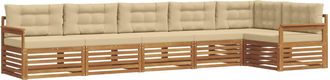 vidaXL Conjunto De Sof&aacute;s De Exterior 6 Uds. Natural Y Beige Vidaxl