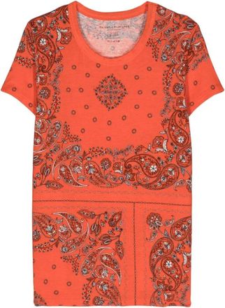 Majestic Filatures T-shirt met all-over print - Dames - T-shirts - Oranje - S - Linnen - Tops