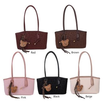 Generic PU Casual Bag Tote Bag Shoulder Bag for Women Office Travel (Black)