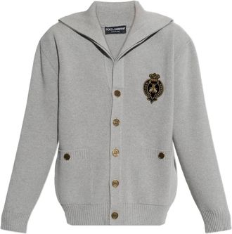 Dolce & Gabbana Wol cardigant met applicaties - Heren - Vesten - Grijs - S - Wol - Truien & Vesten