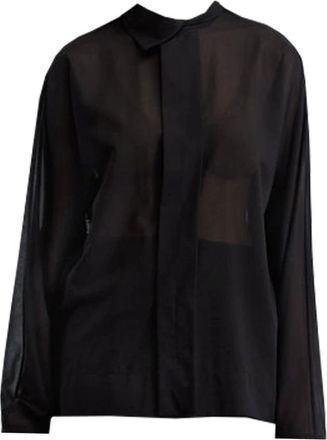 Carven Asymmetrical Collar Shirt - Dames - Overhemden - Zwart - S - Katoen - Overhemden