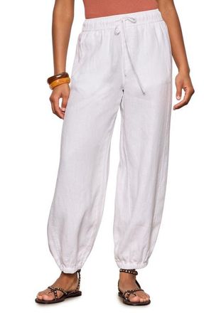 Sanctuary Melody Drawstring Linen Balloon Pants in White at Nordstrom, Size X-Large