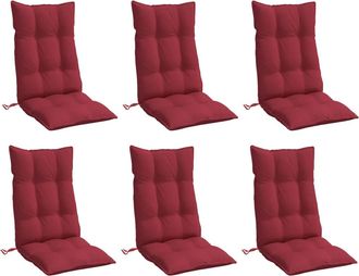 vidaXL Vidaxl Cojines De Silla Con Respaldo Alto 6 Uds Tela Oxford Rojo Tinto
