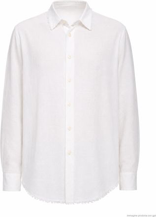 ATOMOFACTORY Ivory French Collar Raw Hem Shirt