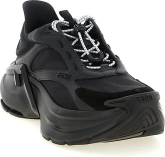 Fendi Womens Black Calfskin Athletic Sneakers