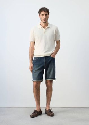 Mango Bermuda denim slim fit blu scuro - Uomo - 44 - MANGO MAN