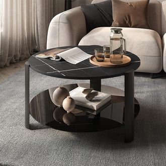 Vicco Mesa De Centro Navo, M&aacute;rmol Negro/negro, 80 X 80 Cm, Vicco