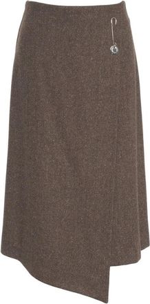 ottod'Ame Asymmetric Hem Houndstooth Midi Skirt