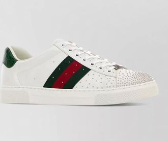 Gucci leather ace sneakers studded heel perforated upper rubber sole