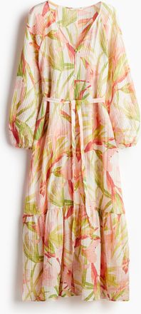 H&M Crêpe-Kleid mit Bindegürtel - White