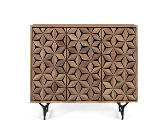 Giner&Colomer Mesita auxiliar fabricada en madera maciza de mango estilo geom&eacute;trico