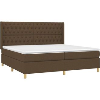 vidaXL Vidaxl - Cama Box Spring Con Colch&oacute;n Tela Marr&oacute;n Oscuro 200x200 Cm