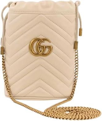 Gucci Pre-owned GG Marmont Shoulder Bag - Dames - Vintage Tas - Beige - ONE Size - Leer - Vintage