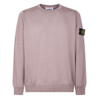 Stone Island Round-neck Knitwear, male, Purple, Size: XL Crew Neck Sweater