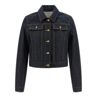 Thom Browne Denim Jackets, female, Blue, Size: XS Selvedge Denim Shrunken Jacket