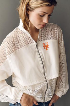 Mitchell & Ness MLB Long-Sleeve Mesh Zip-Front Jacket