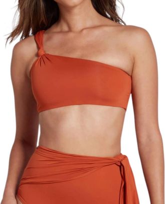 Sauipe Swimwear Elle One Shoulder Bikini Top With Knot Detail In Pumpkin