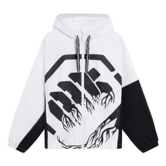 Li-Ning BadFive Big Logo Full Zip Hooded Jacket White Black AFDS569-6