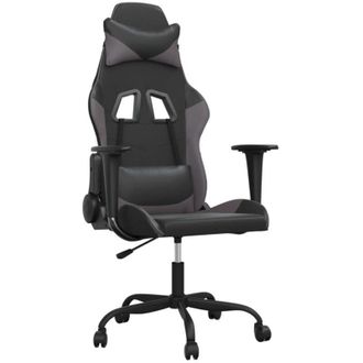 vidaXL Silla Gaming De Masaje Cuero Sint&eacute;tico Negro Y Gris Vidaxl