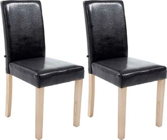Clp Set De 2 Sillas De Comedor Ina En Cuero Sint&eacute;tico Negro Natural