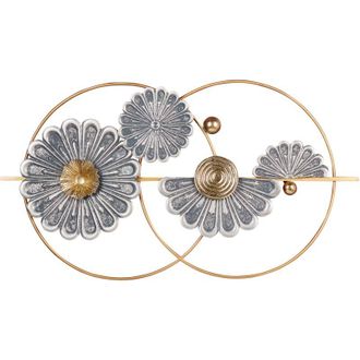 Beliani Beliani - Decoraci&oacute;n De Pared Moderna De Hierro Hecho A Mano Adorno Floral Dorado Y Gris Promethium