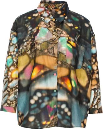 Yavi Camicia con stampa astratta - Blu