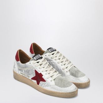 Golden Goose Ball Star Silber/Rote Turnschuhe