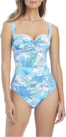 Bleu Rod Beattie Shirred One-Piece Swimsuit in Cool at Nordstrom, Size 14