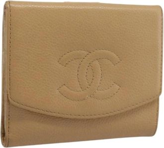 Chanel Pre-owned Bifold Portemonnee - Dames - Vintage Accessoires - Beige - ONE Size - Leer - Vintage