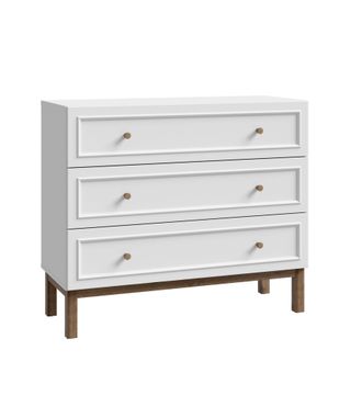 Home Heavenly Home Heavenly - C&oacute;moda Penki De 3 Cajones, Dise&ntilde;o Cl&aacute;sico Moderno Con Tiradores De Madera, 100,2x41,7x85,4 Cm. Color: Blanco - Roble Noble