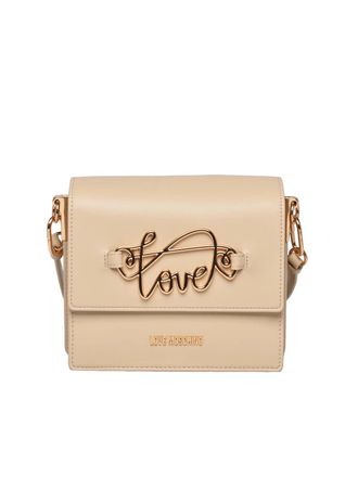 Love Moschino Structured Beige Shoulder Bag With Metallic Detail