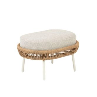 ED&Egrave;N JARD&Iacute; Reposapies para jard&iacute;n rat&aacute;n tipo cuerda blanco envejecido