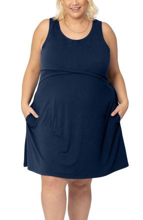 Kindred Bravely Penelope Crossover Nursing Dress in Navy Blue at Nordstrom, Size Large