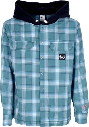 Nike Gecheckt Hoodie Shirt - Heren - Zomerjassen - Blauw - XL - Polyester - Jassen