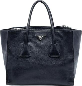 Prada Pre-owned Tote Bags, female, Blue, Size: ONE SIZE Pre-owned Twin Pocket Satchel