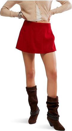 Free People We The Free Paradise Found Suede Skort Womens Skirt Rhythmic Red : MD (Womens 8-10), Viscose