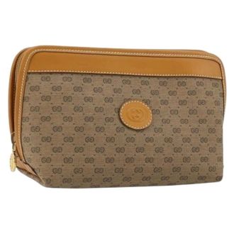Gucci Pre-owned Clutches, female, Beige, Size: ONE SIZE Pre-owned Micro Small GG Canvas Pouch