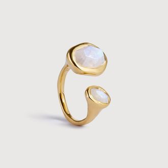 Monica Vinader Gold Odyssey Gemstone Open Ring Moonstone