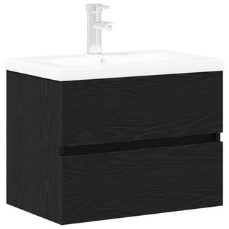 Berkfield Home Sink Cabinet with Built-in Basin Black Oak Engineered Wood