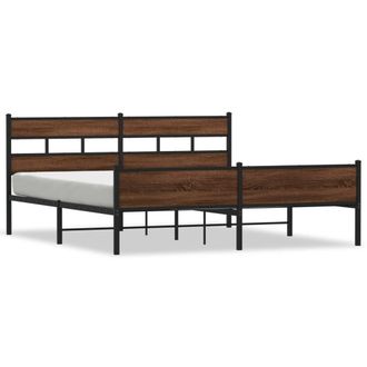 Berkfield Home Metal Bed Frame without Mattress Brown Oak 200x200 cm
