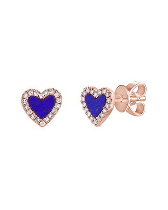 Sabrina Designs 14K Rose Gold 0.90 Ct. Tw. Diamond & Lapis Heart Studs