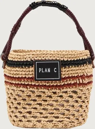 Plan C Womens Bucket Straw Bag In Natural